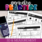 3D & Measurement Practice Geometry Choice Board Worksheets