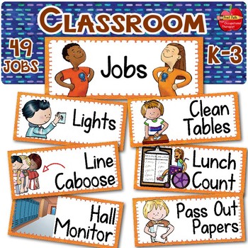 Preview of Classroom Jobs EDITABLE with Pictures: Regular & Special Education K-3rd