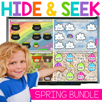 Preview of Hide and Seek Sight Word Games | Spring Activities | High Frequency Words