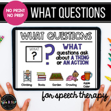 No Print No Prep Digital Speech Therapy WH Questions: "What" Set