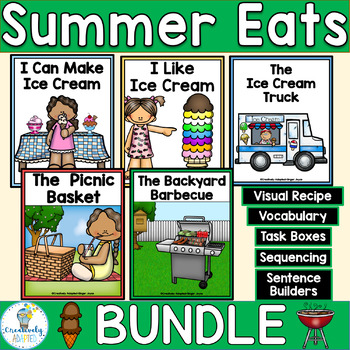 Preview of Summer Food Adapted Book Bundle PreK-2/SPED/ELL