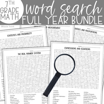 Preview of Word Search 7th Grade Math Vocabulary Bundle