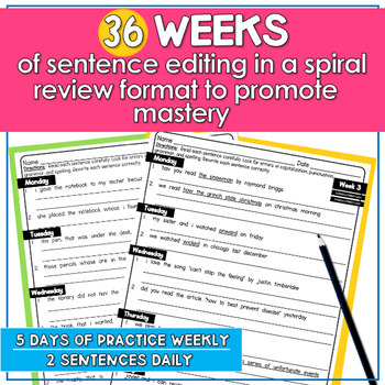 4th Grade Daily Oral Language Sentences Morning Work Daily Language Review