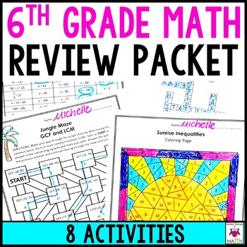 Preview of 6th Grade Math Review Packet | End of Year Review | Fun Worksheets