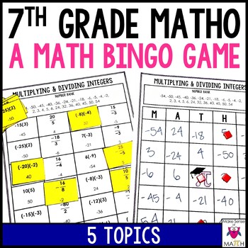 Preview of 7th Grade Math Review Game - MATHO Just like BINGO