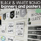 Modern BOHO Black and White Decor Banner, Welcome Signs an