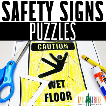 Preview of Community and Safety Signs Life Skills Special Education Activities Puzzles