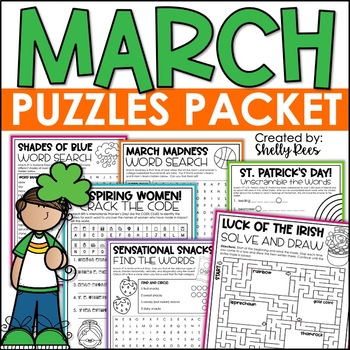 Preview of March Word Searches and Puzzles