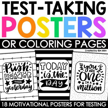 Preview of Testing Motivation State Test Prep Coloring Pages Posters Testing Encouragement