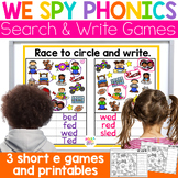 Short E Word Families Games and Worksheets - Phonics Pract