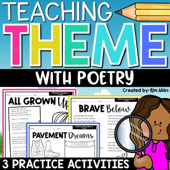 Preview of Teaching Theme with Poetry Finding Theme in Poems Worksheets Identifying Theme