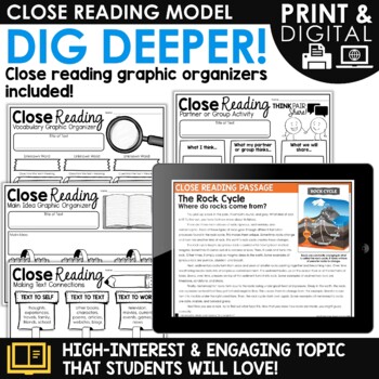 The Rock Cycle Activities Close Reading Comprehension Passages Print