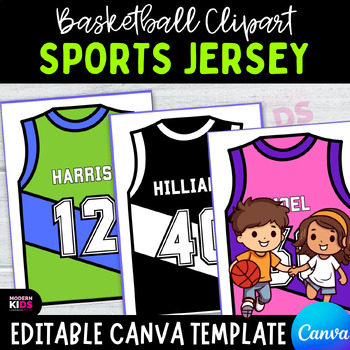 Preview of Basketball Clipart Sports Jersey Template - Canva Editable File