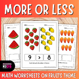 50% OFF 24H | MORE or LESS - Fruits theme Worksheets for A