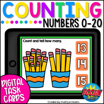 Preview of Counting to 20 Math Boom Cards Back to School Math Game for Kindergarten and 1st