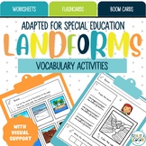 Landforms and Bodies of Water Vocabulary - Worksheets, Fla