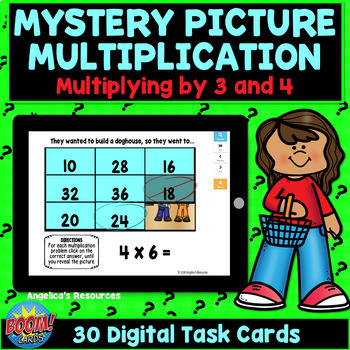 Preview of Multiplication Fun Math Games | Mystery Picture Boom Cards™ 