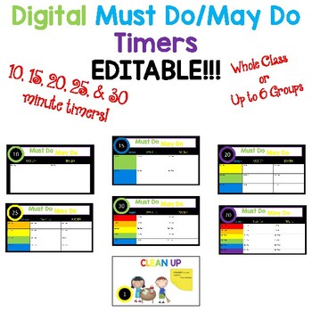 Preview of Digital Must Do/May Do Board w/Timers EDITABLE