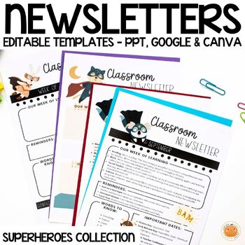 Preview of Editable Newsletter Templates, Superheroes Themed, Weekly & Monthly