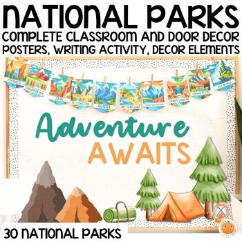 Preview of National Parks Classroom Decor, Bulletin Board, Door Decor, Writing, Editable
