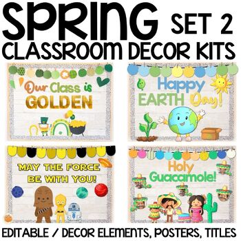 Preview of Spring Decor Kits - Watercolor, Editable, Photo Craft, Cinco de Mayo Decor