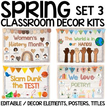 Preview of Spring Decor Kits - Watercolor, Editable, Photo Craft, Posters, March Madness