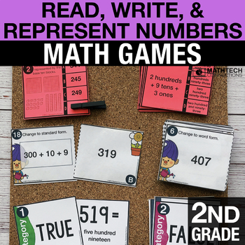 Preview of 2nd Grade Math Centers Standard Form, Word Form, Expanded Form Task Cards