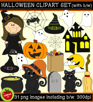 Preview of 31 Piece Halloween Clipart Set for commercial or personal use.