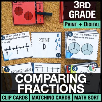 3Rd Grade Comparing Fractions Math Centers - 3Rd Grade Math Task Cards