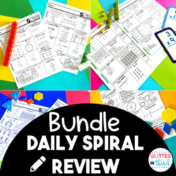 Preview of 3rd Grade Daily Spiral Math Review Worksheets Morning Work BUNDLE