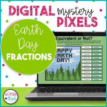 Preview of Earth Day Math Fractions Pixel Art