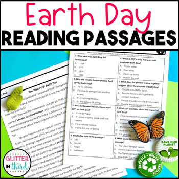 Preview of Earth Day Reading Comprehension Passages Worksheets