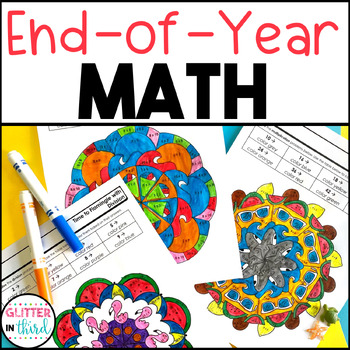 Preview of End of Year Math Activities Worksheets Summer Color By Number