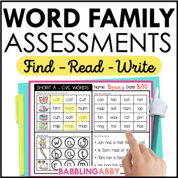 Preview of CVC Words Phonics Worksheets for Assessment Kindergarten First Grade Centers