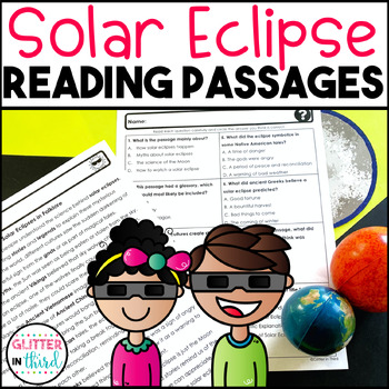 Preview of Solar Eclipse 2024 Reading Comprehension Passages Worksheets
