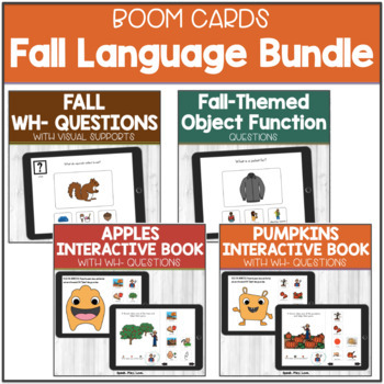 Preview of Fall Speech Therapy Activities BOOM Cards - Wh Questions Object Function & Books