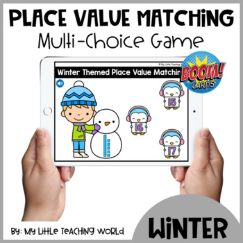 Preview of Winter Themed Place Value Matching Boom Cards | Distance Learning