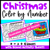 Christmas Colour by Number Maths Games AU UK NZ CAN Edition
