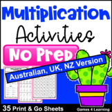 NO PREP Multiplication Worksheets  [AUST UK NZ CAN Edition]