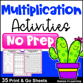 Preview of NO PREP Multiplication Worksheets for Fact Fluency - Fun Math Practice Sheets