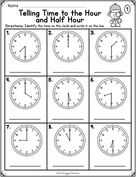 telling time to the hour and half hour worksheets by the