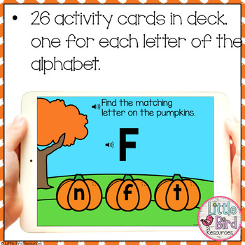 Fall Boom Cards | Pumpkin Letter Matching Upper & Lowercase | With Audio