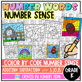 Number Word Addition Subtraction Color by Code Spring Theme