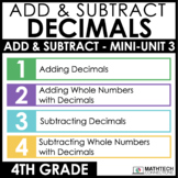 4th Grade Add and Subtract Decimals Guided Math Curriculum