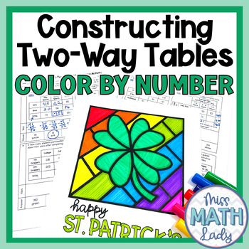 Preview of Constructing Two Way Tables Worksheet 8th Grade St. Patrick's Day Math