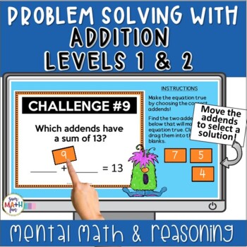 Preview of Digit Fidget Addition Challenges Levels 1 & 2 | Mental Math | Google Slides™