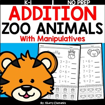 Preview of Addition to 10 | Zoo Animals | Math Manipulatives | Worksheets