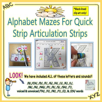 Preview of Speech/Literacy: Alphabet Mazes With Quick Strip Articulation Strips - 24 Sounds
