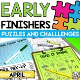 April Spring Early Finishers Work Puzzles Challenges and W