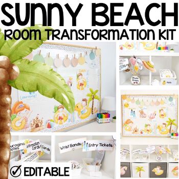 Preview of Beach Fun Room Transformation, Bulletin Board, Classroom Decor, Posters